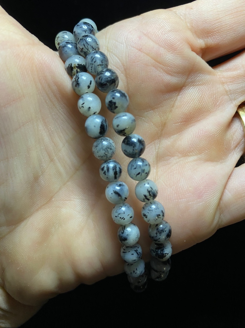 Genuine Black Rutilated Quartz Ball Bead Necklace Unisex Boho Natural